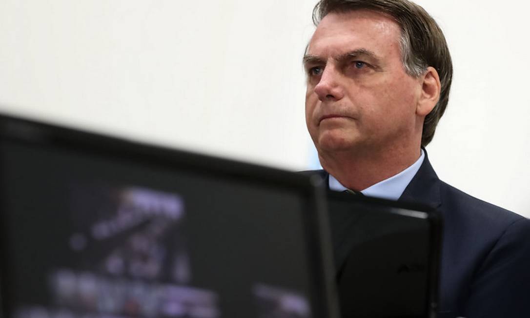 O presidente Jair Bolsonaro em videoconferência com governadores na semana passada Foto: Divulgação