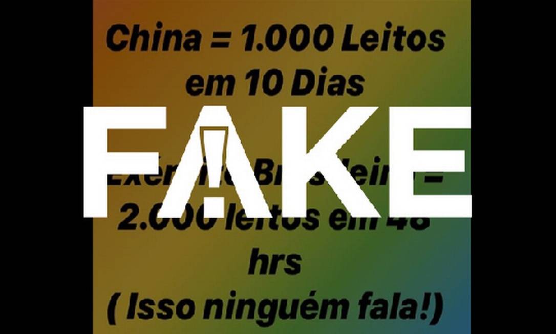 É #FAKE que Exército Brasileiro abriu 2 mil leitos em 48 horas para pacientes com coronavírus Foto: Reprodução