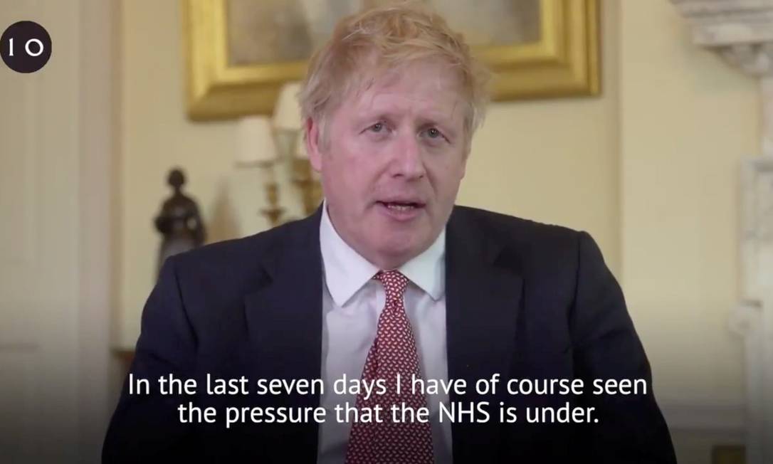 Boris Johnson agradece em vídeo ao serviço público de saúde após receber alta: ele passou uma semana hospitalizado com a Covid-19 Foto: @BorisJohnson / @BorisJohnson via REUTERS