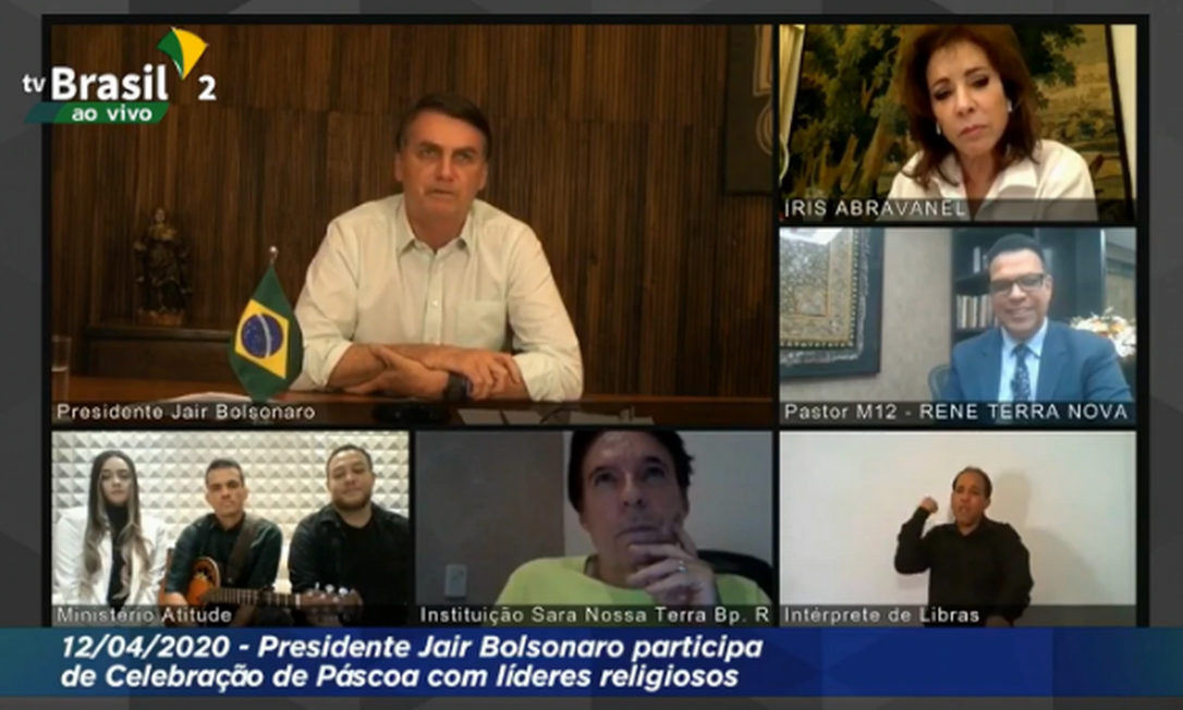 TV transmitiu live de Jair Bolsonaro com líderes religiosos Foto: Reprodução/TV Brasil