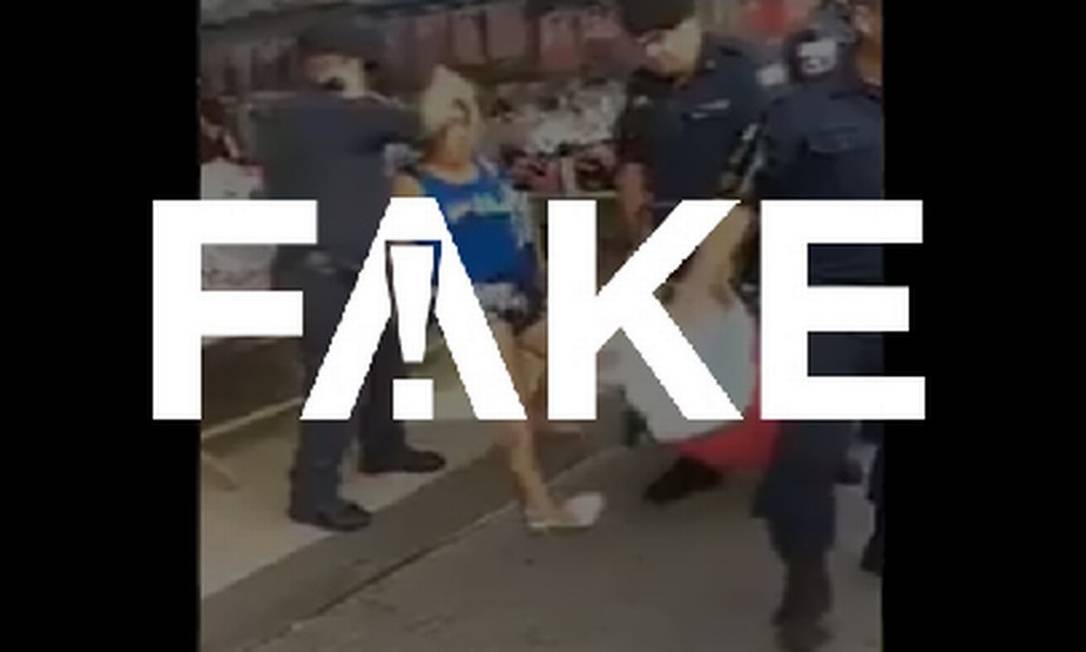 É #FAKE que vídeo mostre policiais imobilizando idosa por descumprir isolamento social em SP Foto: Reprodução