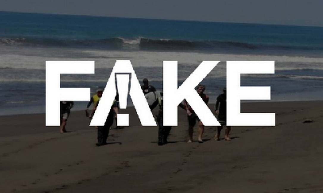 É #FAKE que foto mostre surfista sendo preso em SP em meio a pandemia do coronavírus Foto: Reprodução