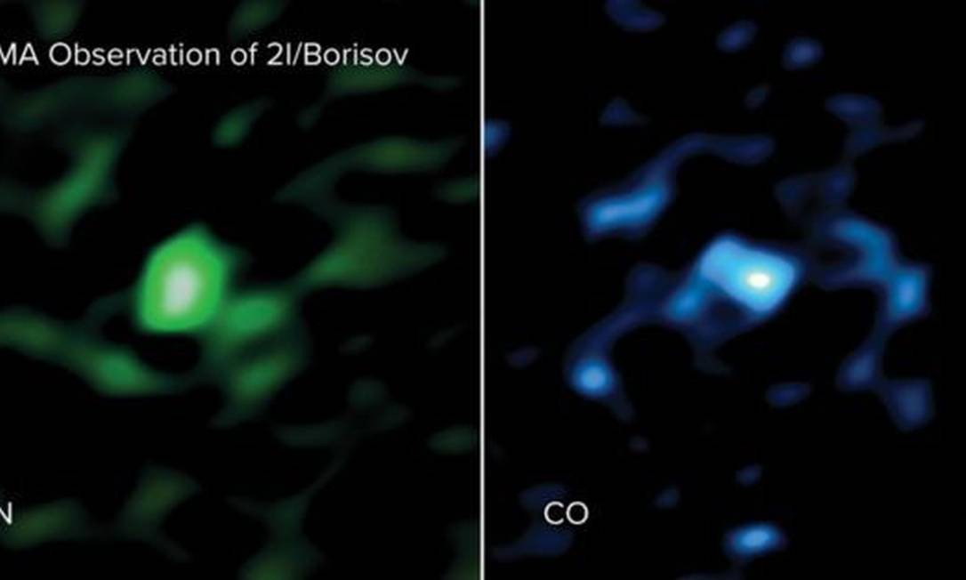 Os cientistas encontraram uma concentração de monóxido de carbono incomum no 21/Borisov Foto: ALMA / NRAO / AUI / NSF