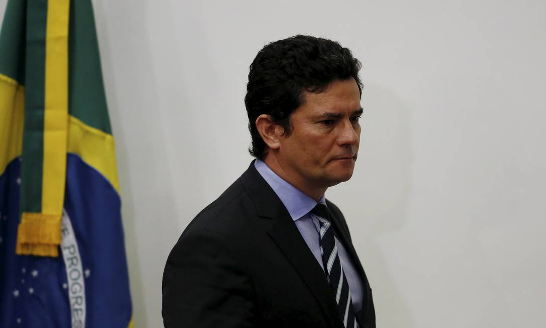 O ministro da Justiça, Sergio Moro anuncia que deixa o cargo Foto: Pablo Jacob / Agência O Globo