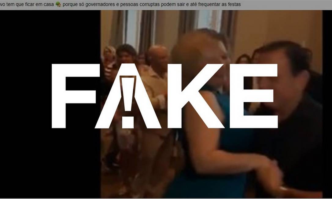 É #FAKE que vídeo mostre Doria e Joice Hasselmann dançando em festa em meio à pandemia de coronavírus Foto: Reprodução