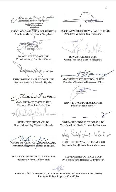 Nota de esclarecimento da FERJ Foto: Reproduçao