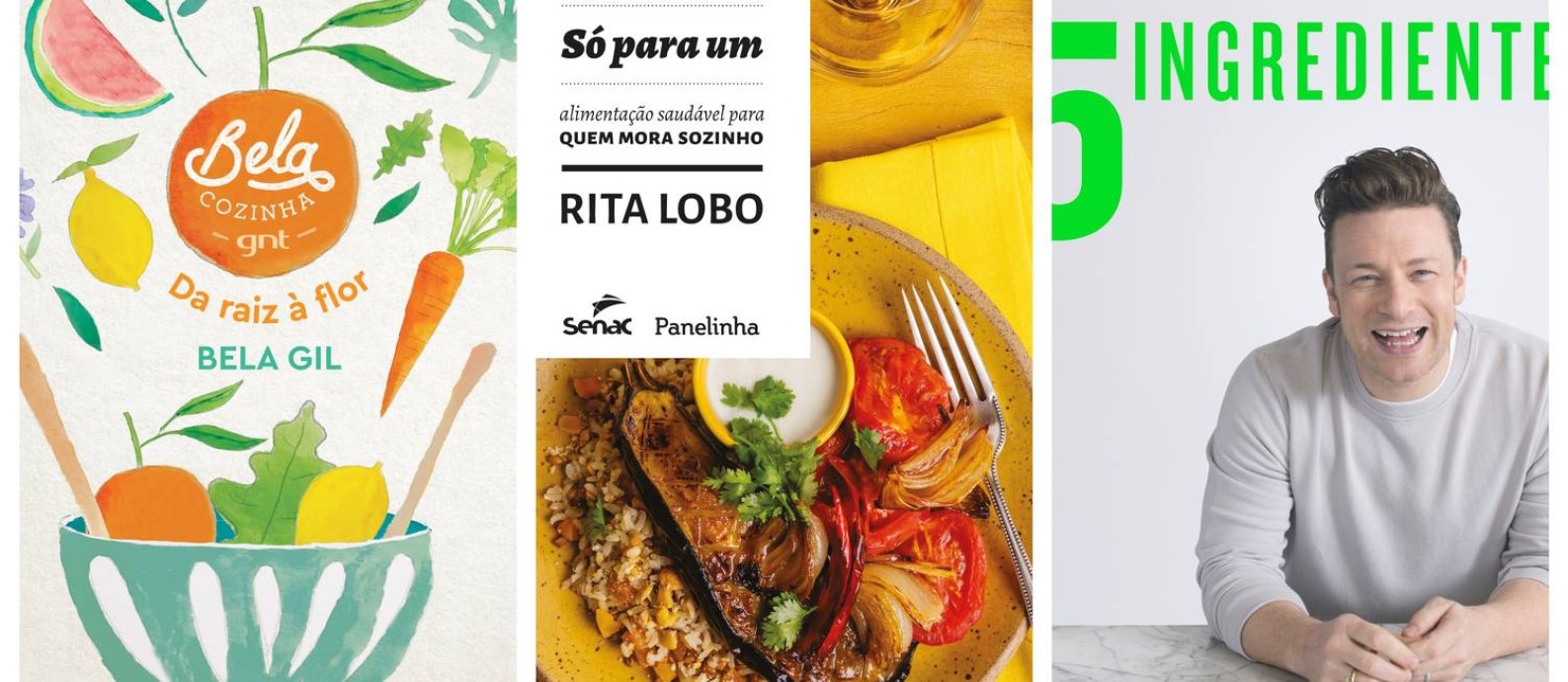 Capinhas de livros de gastronomia, alguns saindo agora do forno Foto: Divulgação