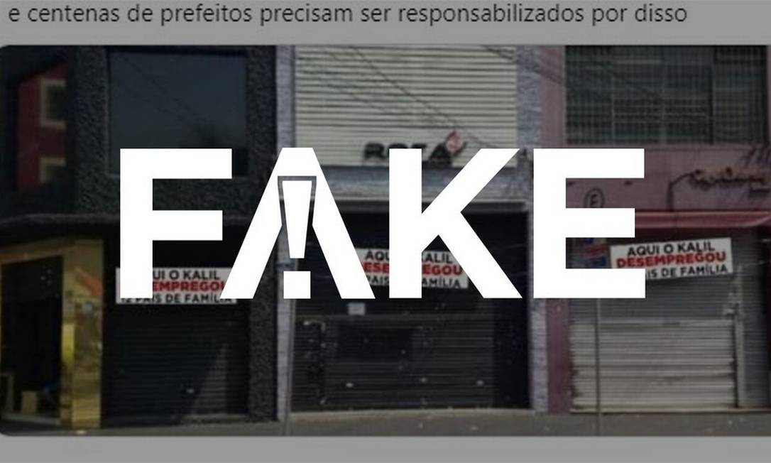 É #FAKE que foto mostre lojas fechadas em Belo Horizonte com cartazes criticando prefeito Foto: Reprodução