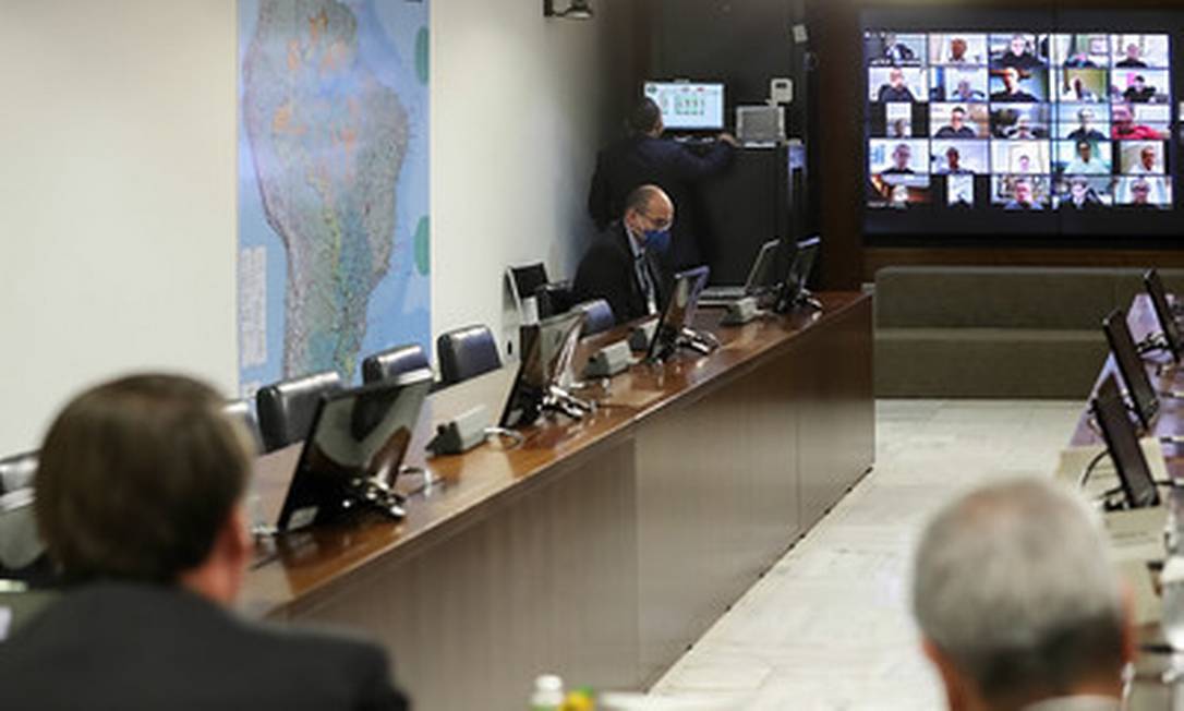 Bolsonaro faz reunião com empresários por vídeoconferência Foto: Marcos Correa / Divulgação