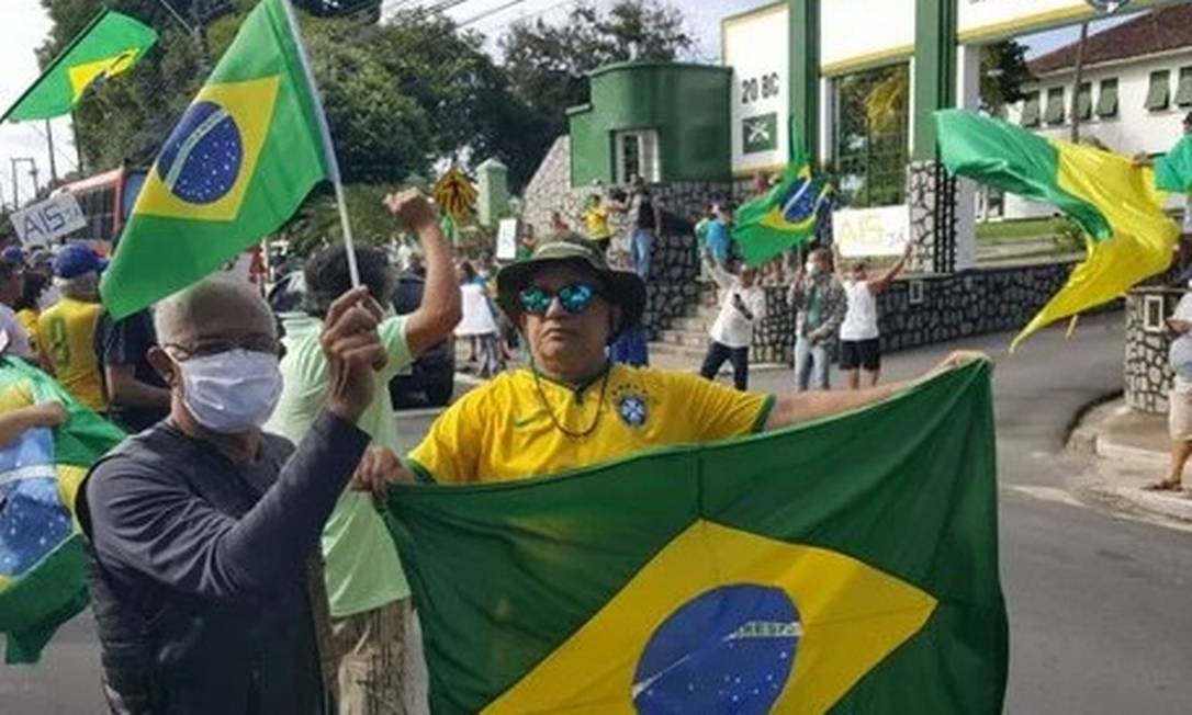 Angelo Antônio Cavalcante Martins na manifestação de 19 de abril a favor da intervenção militar e contra o isolamento social Foto: Reprodução