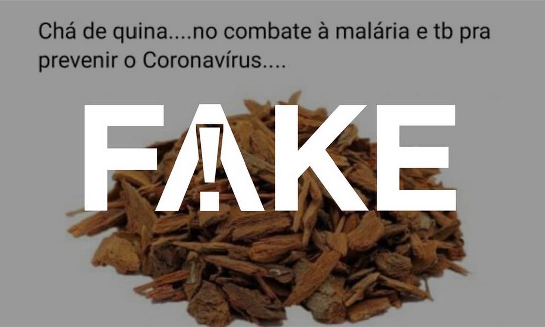 É #FAKE que chá da casca de quina quina seja eficaz contra o coronavírus Foto: Reprodução
