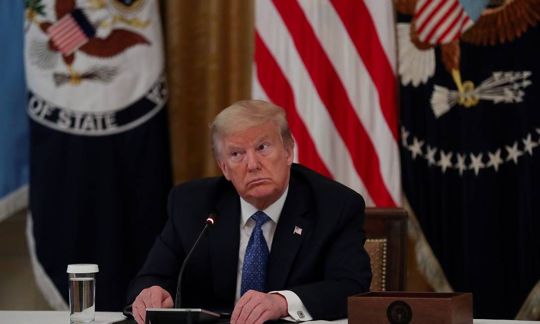 Donald Trump durante reunião na Casa Branca Foto: LEAH MILLIS / REUTERS