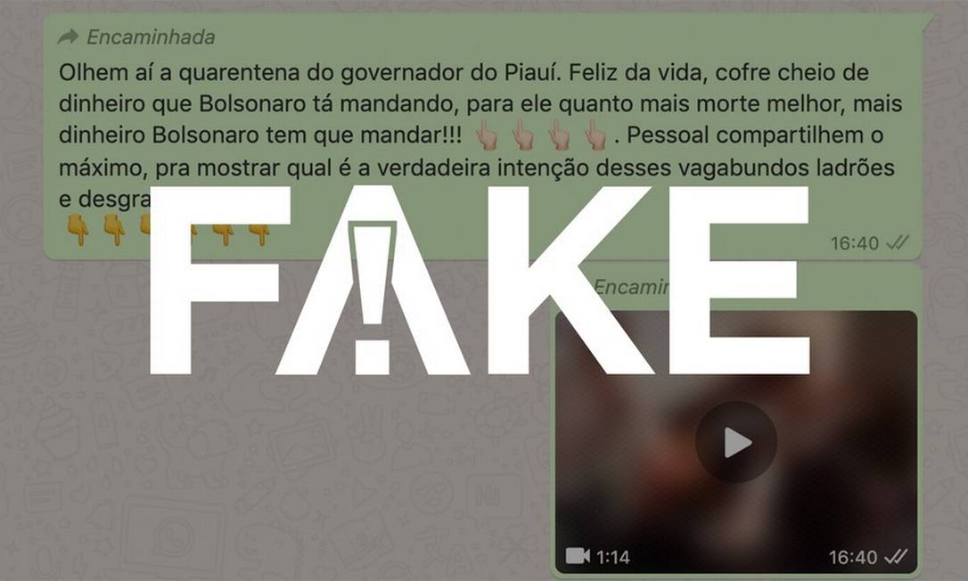 É #FAKE que vídeo mostre governador do Piauí em festa durante a pandemia da Covid-19 Foto: Reprodução