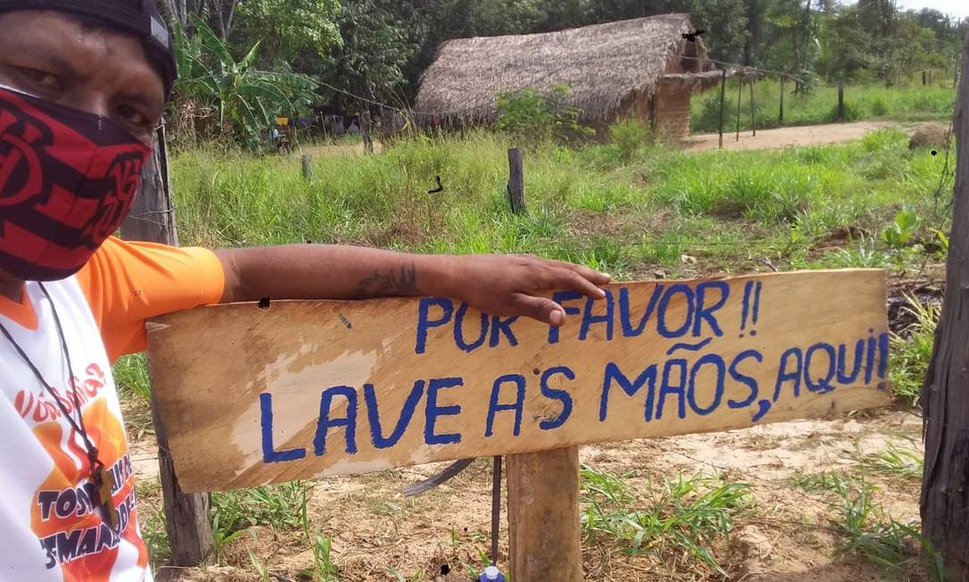 Aviso na Aldeia Juçaral, da Tribo Indígena Araribóia, no Maranhão Foto: Arquivo pessoal