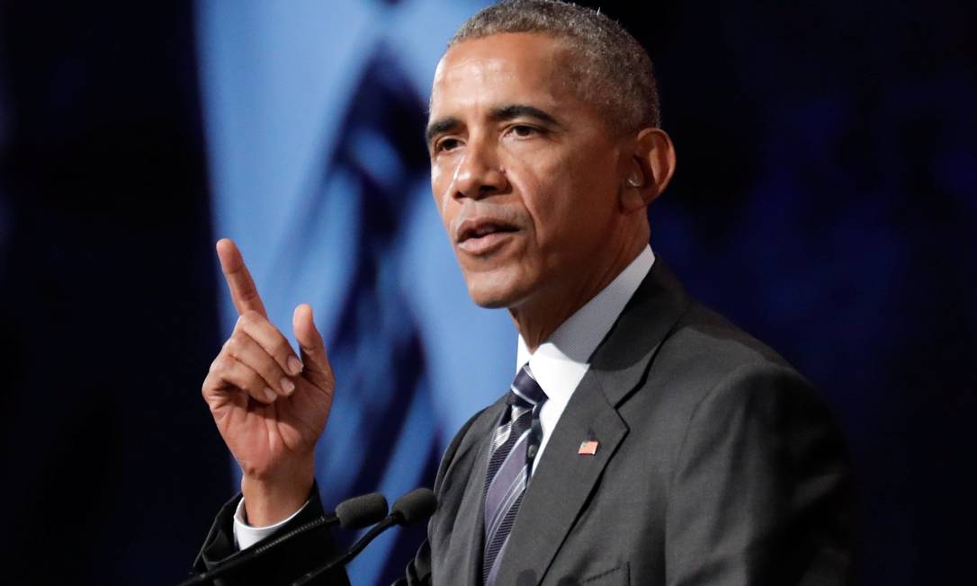 Ex-presidente americano Barack Obama, durante discurso em junho de 2017 Foto: DARIO AYALA / Reuters