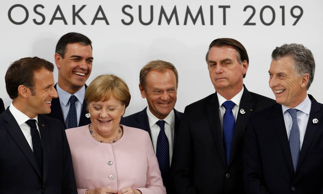 O acordo Mercosul-UE foi anunciado na cúpula de chefes de Estado do G-20 em 2019, com a presença do presidente Jair Bolsonaro Foto: Jorge Silva / Reuters