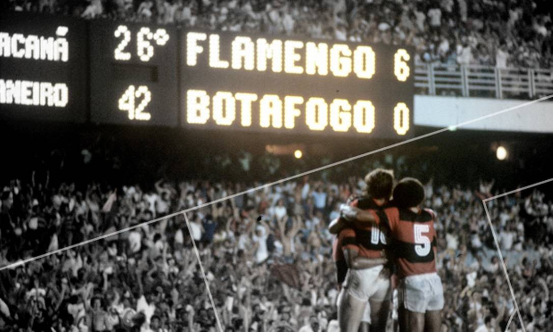 Campeonato Estadual 1981. Botafogo 0 X 6 Flamengo. Foto: Arquivo /08.11.1981