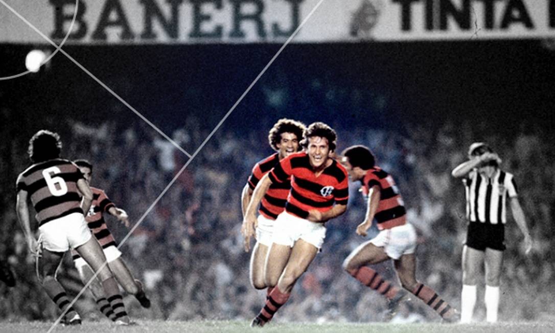 Flamengo de Zico faz 3 a 2 sobre o Atlético-MG no Brasileirão de 1980 Foto: Anibal Philot/01.06.1980