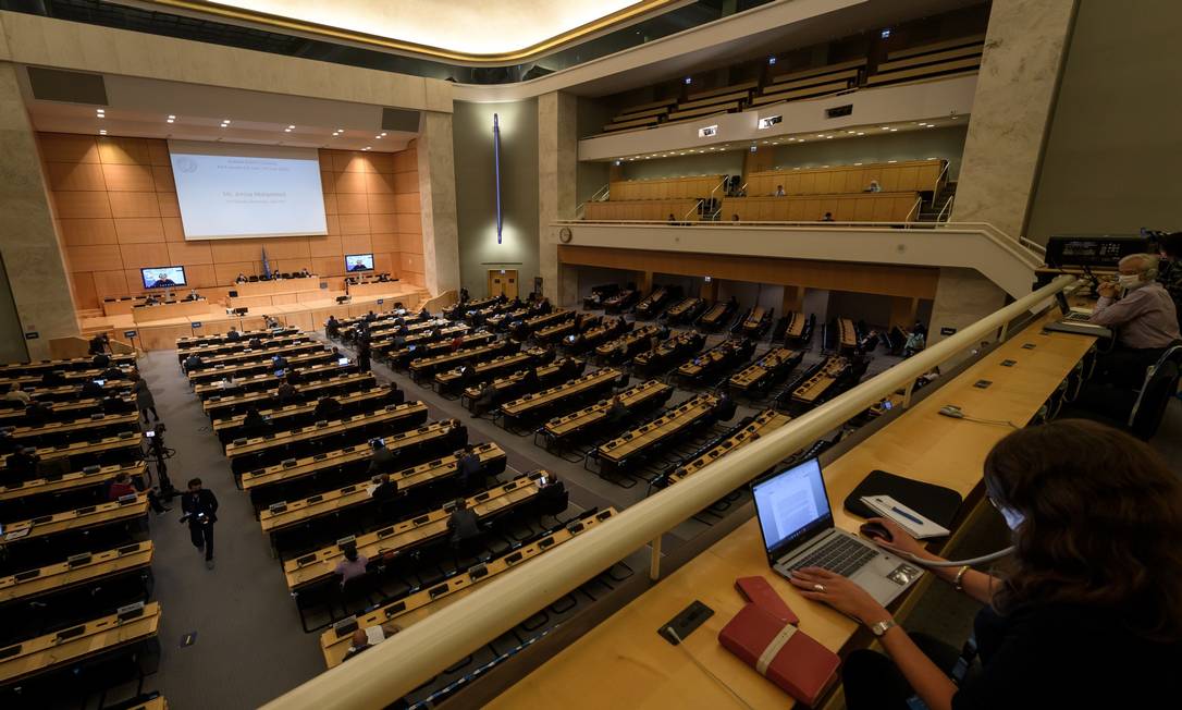 Plenário do Conselho de Direitos Humanos da ONU, em Genebra Foto: FABRICE COFFRINI / AFP
