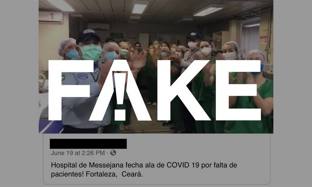 É #FAKE que vídeo mostre profissionais do Hospital de Messejana, em Fortaleza, comemorando fechamento de ala de Covid-19 por falta de pacientes Foto: Reprodução