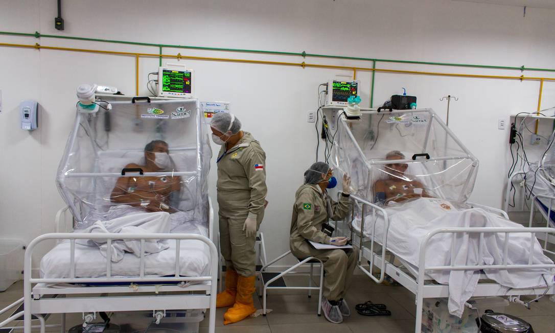 Pacientes com coronavírus internados em UTI em Manaus, Amazonas Foto: picture alliance / dpa/picture alliance via Getty I