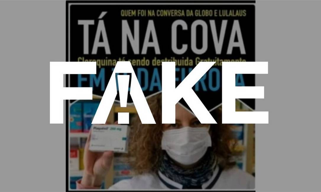 É #FAKE que cloroquina seja distribuída gratuitamente por toda a Europa Foto: Reprodução