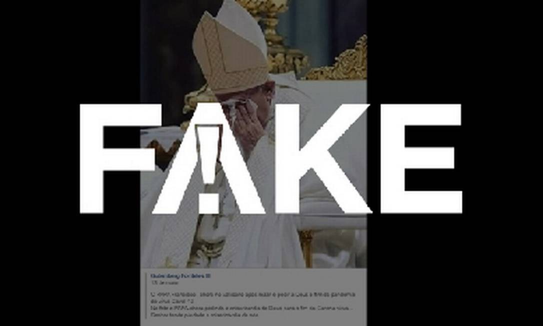 É #FAKE que foto mostre Papa Francisco chorando pedindo o fim da pandemia do coronavírus Foto: Reprodução