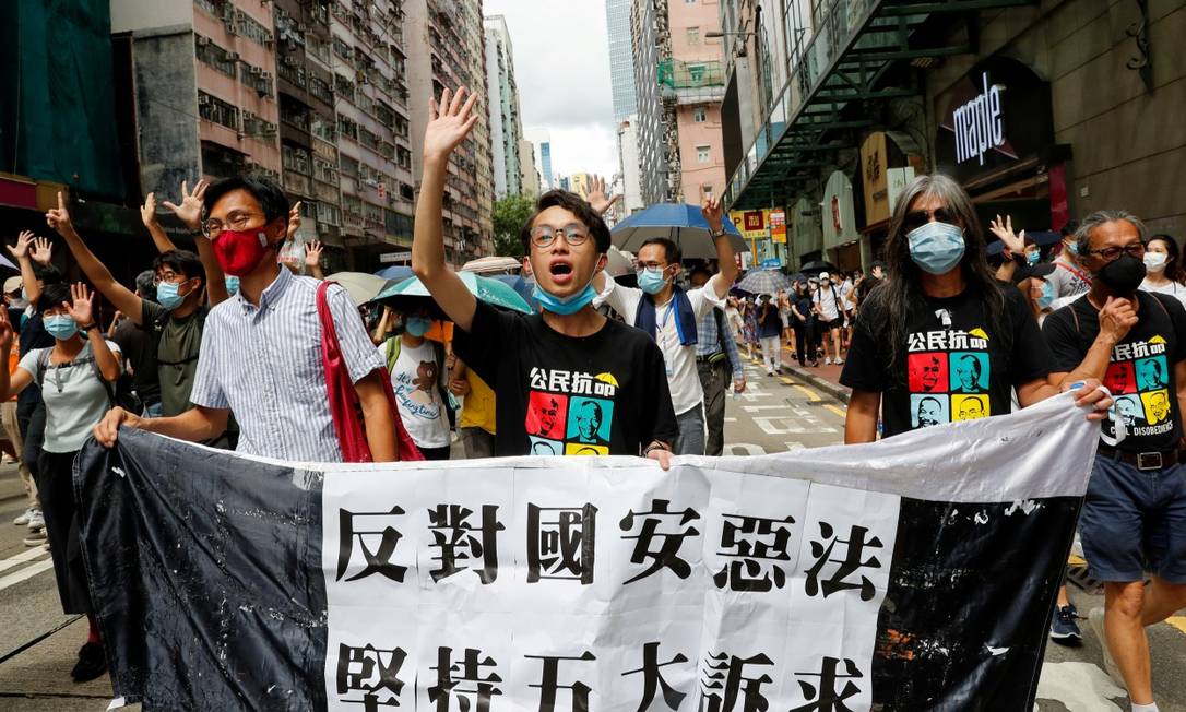 Em Hong Kong, manifestantes protestam contra lei de segurança Foto: TYRONE SIU / REUTERS / 1-7-2020