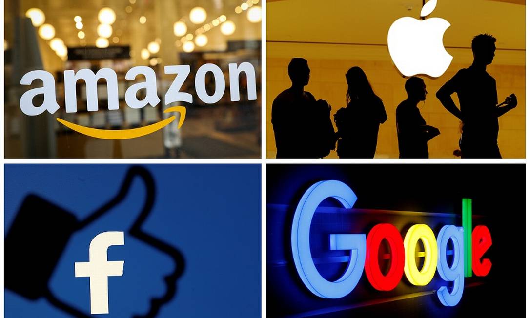 Logotipos de Amazon, Apple, Facebook e Google: Europa vai apertar o cerco contra gigantes americanas. Foto: REUTERS FILE PHOTO / REUTERS