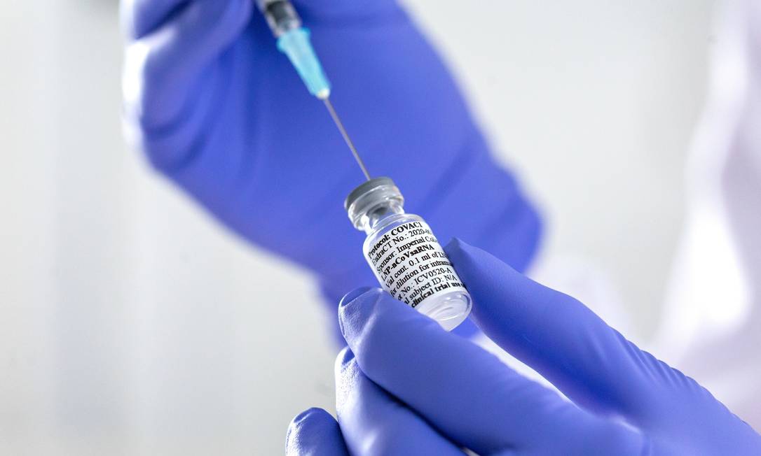 Dose de uma das vacinas candidatas contra o novo coronavírus Foto: Thomas Angus / via REUTERS