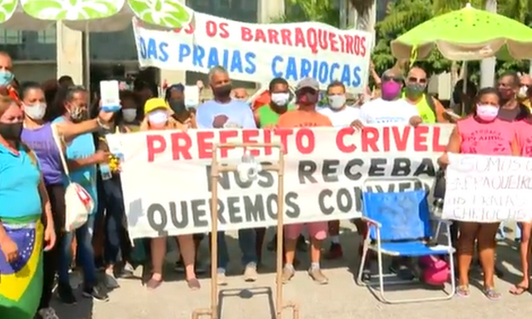 Barraqueiros realizaram protesto no Centro do Rio Foto: Reprodução