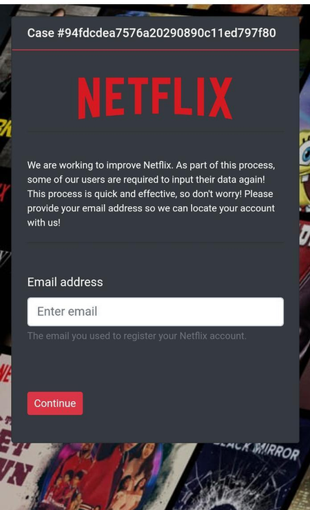 Falsa mensagem da Netflix rouba dados do cartão de crédito. Golpe