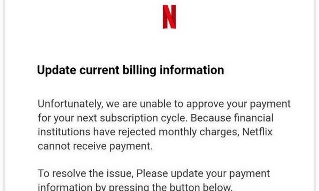 Email de atualização de dados da Netflix é mais um golpe - TecMundo