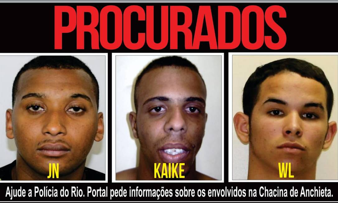 Os três suspeitos que estão sendo procurados Foto: Divulgação