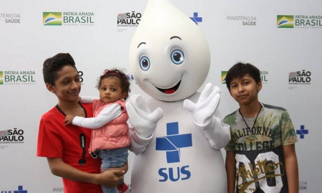Zé Gotinha em campanha de vacinação em SP, ano passado. Foto: Divulgação