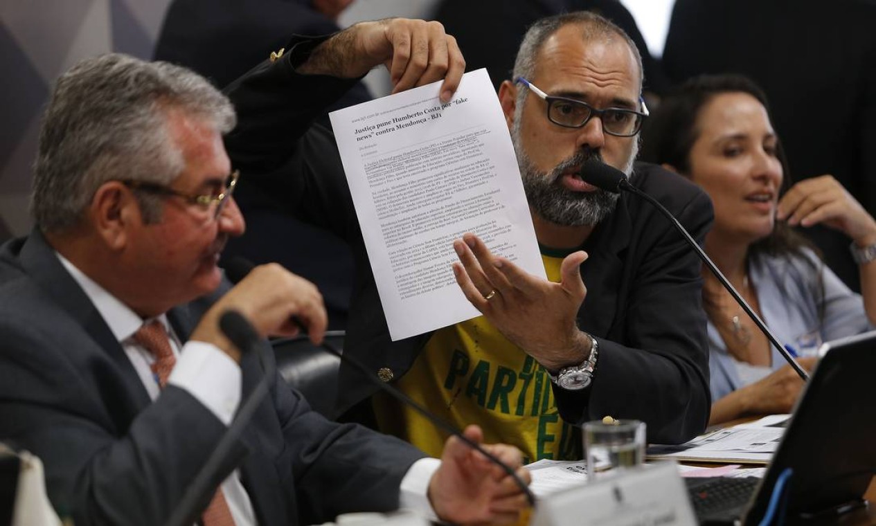 Allan Santos durante depoimento na CPMI das Fake News, no Senado, em novembro de 2019 Foto: Jorge William / Agência O Globo