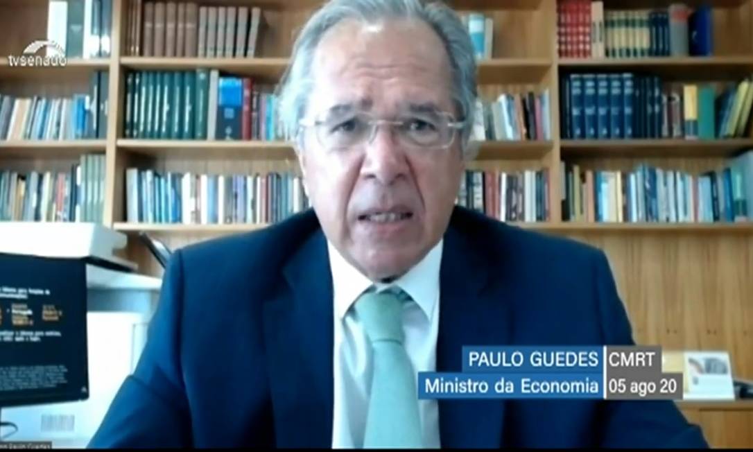 O ministro da Economia, Paulo Guedes, participa de audiência no Congresso sobre a reforma tributária Foto: Reprodução