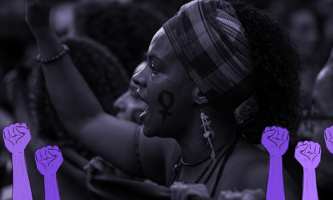 Manifestação pelo Dia Internacional da Mulher no Centro do Rio de Janeiro Foto: Guito Moreto / Guito Moreto