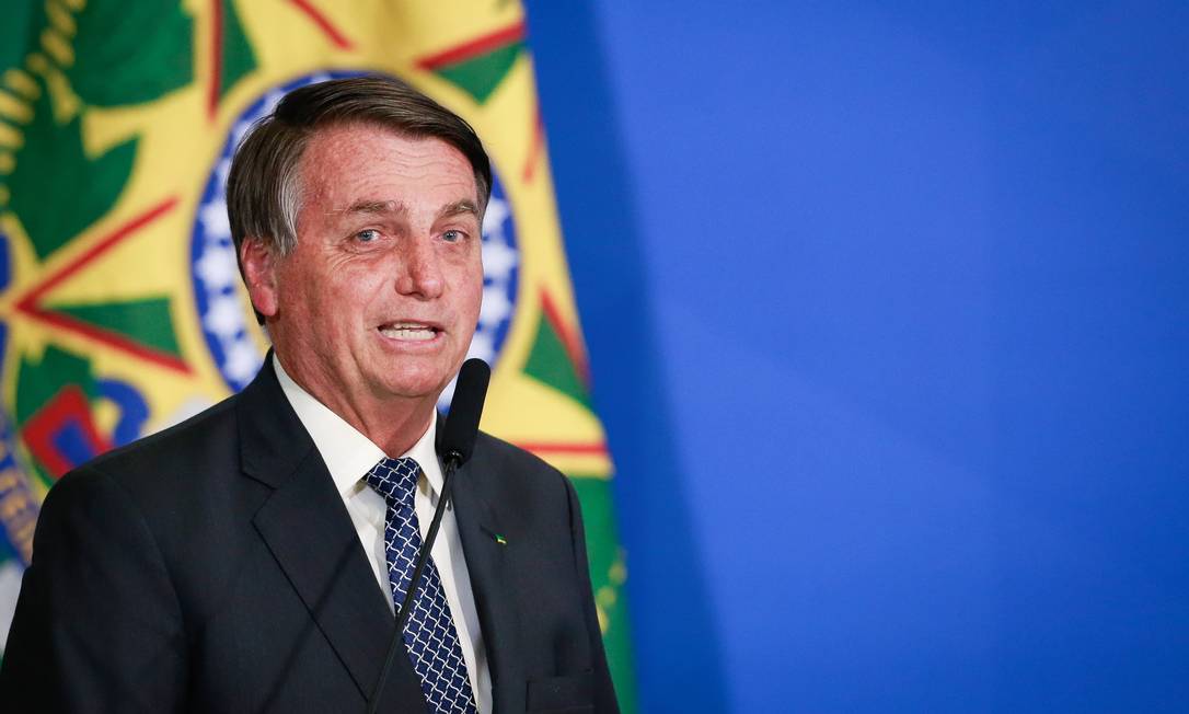 O presidente Jair Bolsonaro, durante cerimônia no Palácio do Planalto Foto: Pablo Jacob/Agência O Globo/19-08-2020