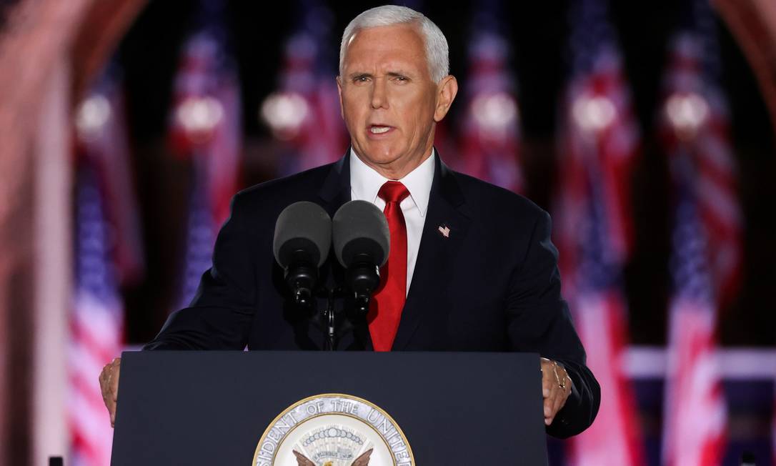 Vice-presidente dos EUA Mike Pence ao aceitar nomeação para chapa de reeleição Foto: JONATHAN ERNST / REUTERS