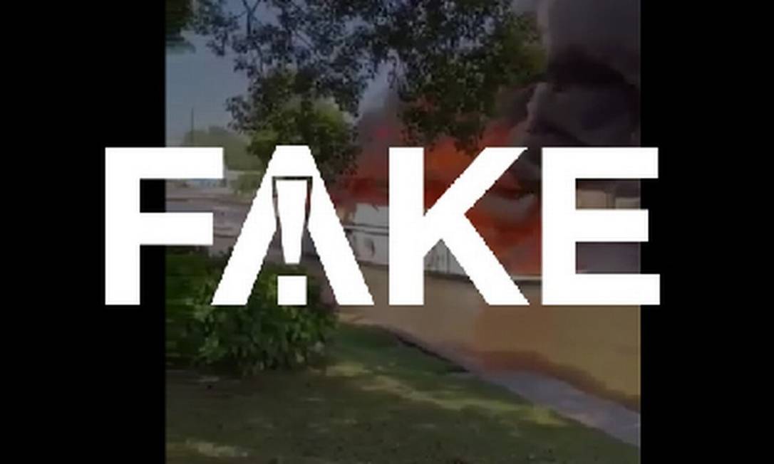 É #FAKE vídeo que mostra barco em chamas com logo da campanha de Trump Foto: Reprodução