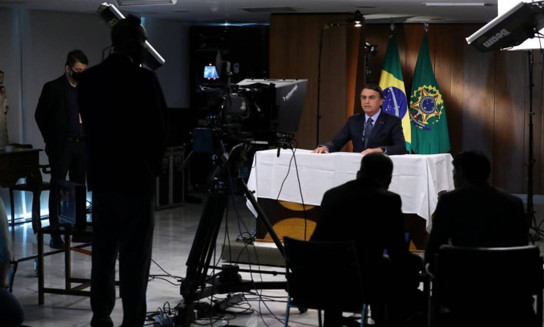 Bolsonaro durante gravação da mensagem para a abertura da Assembleia Geral da ONU Foto: Presidência da República - 16-9-2020