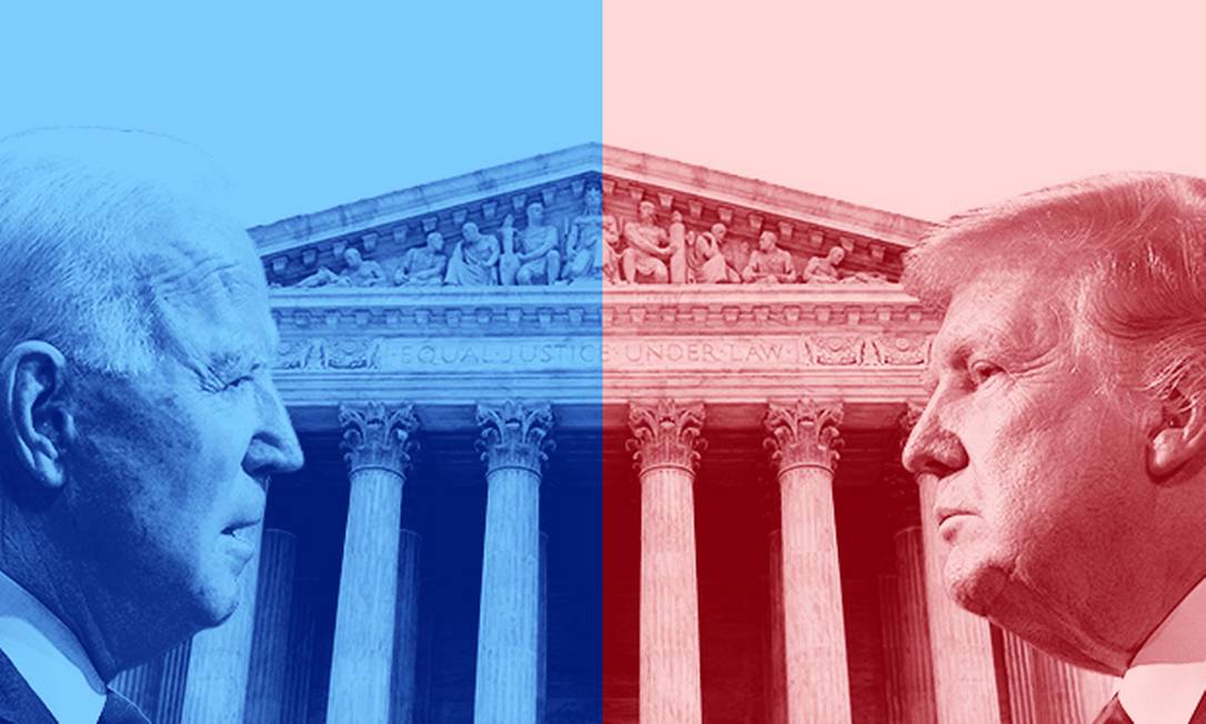 Um dos temas do primeiro debate presidencial americano deste ano é a Suprema Corte dos Estados Unidos Foto: Editoria de Arte