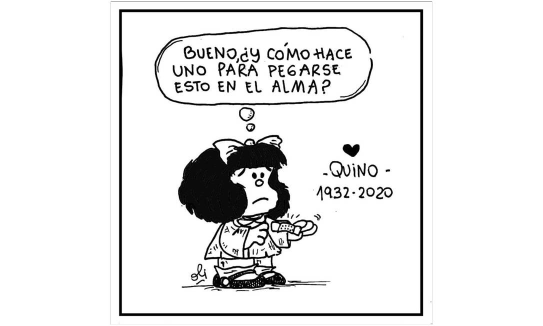 & # 034;  Bem, como você coloca esse curativo em sua alma?  & # 034;  Mafalda pergunta na própria história em quadrinhos de Quino, usada em sua homenagem Foto: Playback / Instagram