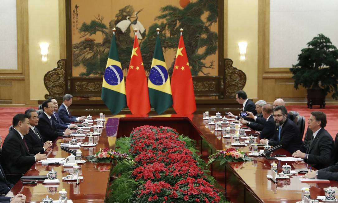 Encontro das cúpulas brasileira e chinesa em Pequim em 2019 Foto: Pool / Getty Images