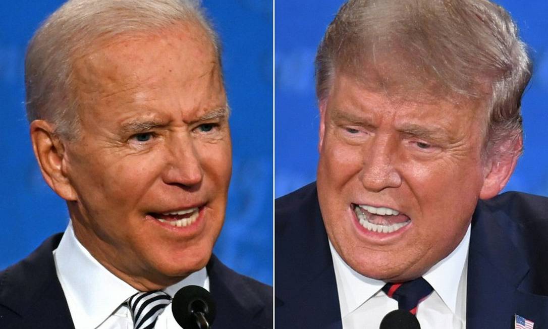 Joe Biden e Donald Trump se enfrentaram previamente na última terça-feira, durante um caótico debate em Ohio Foto: AFP