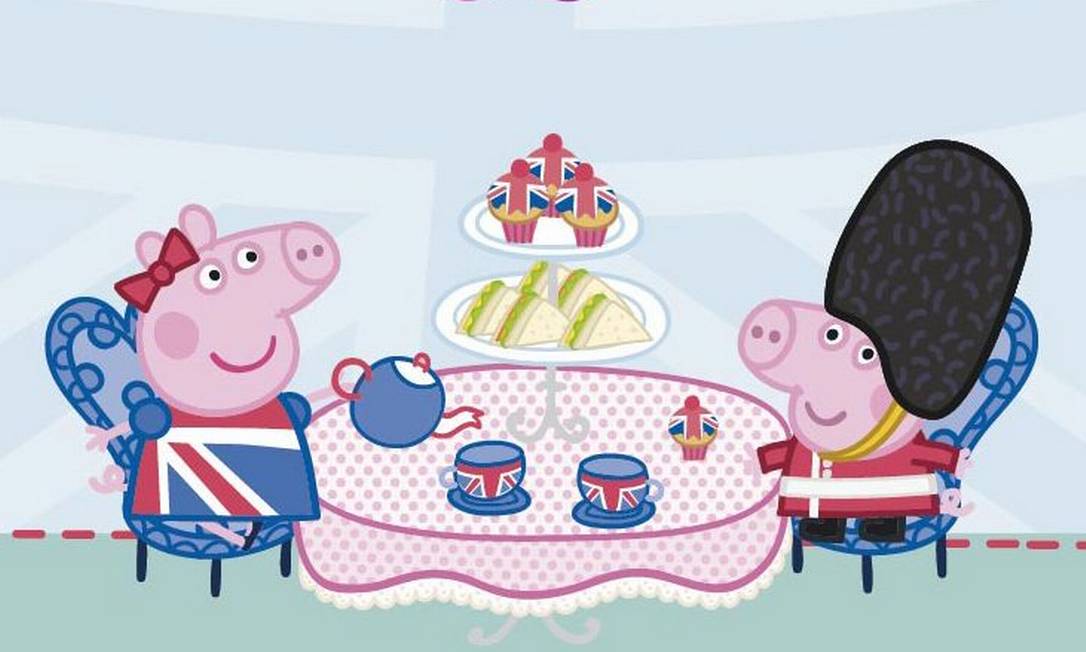 Peppa Pig e seu irmãozinho George tomam um típico chão da tarde britânico: personagem é a estrela de novo guia para viagens em família do Visit Britain Foto: Divulgação