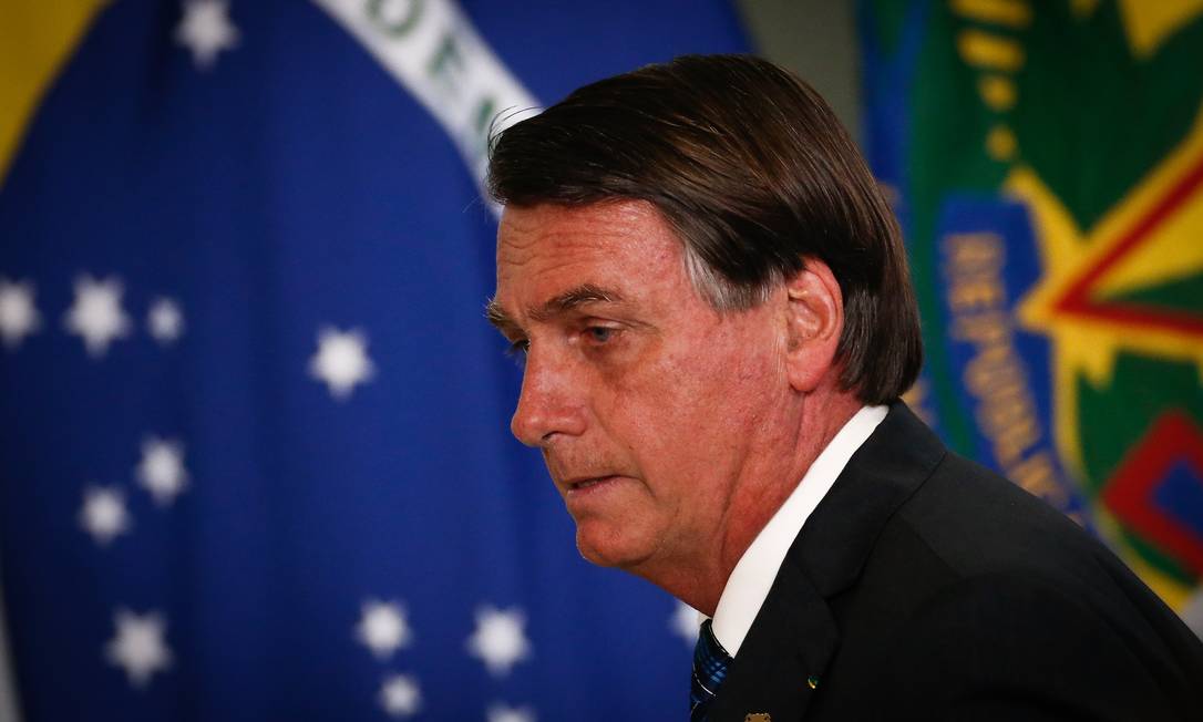 O presidente Jair Bolsonaro, durante cerimônia no Palácio do Planalto Foto: Pablo Jacob/Agência O Globo