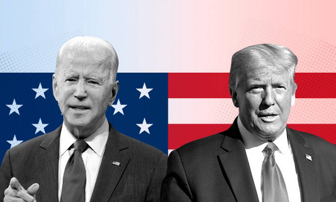 Joe Biden e Donald Trump, a pouco mais de uma semana do fim da votação nos EUA Foto: Editoria de Arte