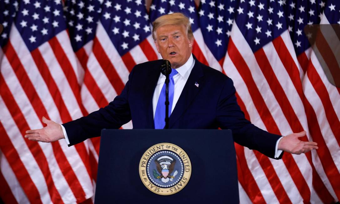 Presidente dos Estados Unidos, Donald Trump, durante pronunciamento na Casa Branca Foto: CARLOS BARRIA / REUTERS